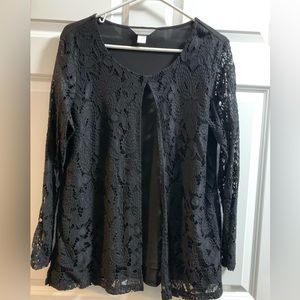 Black lace blouse with open front